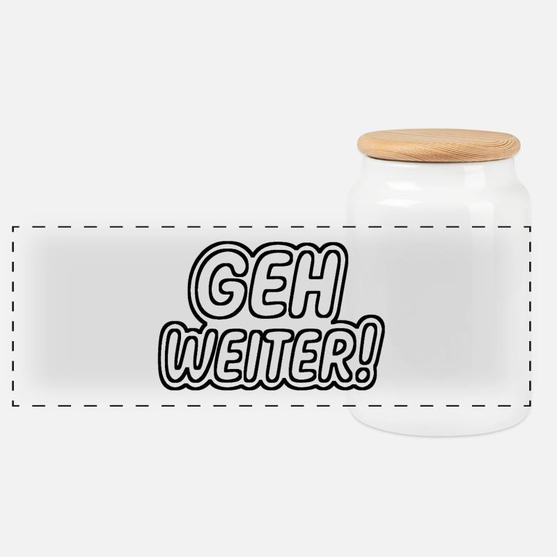 Go on - Panoramic Cookie Jar with Wooden Lid - white