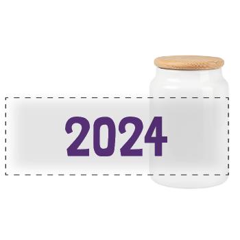 HAPPY NEW YEAR. CHRISTMAS. YEAR. ANNIVERSARY. RETIREMENT. - Panoramic Cookie Jar with Wooden Lid - white - Front