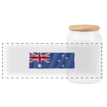 Flagge Australien - Panorama Keksdose mit Holzdeckel - Weiß - Vorne
