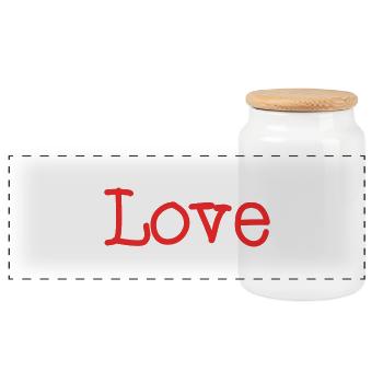 I LOVE YOU. JUST MARRIED. Bachelorette party. VALENTINE'S DAY - Panoramic Cookie Jar with Wooden Lid - white - Front