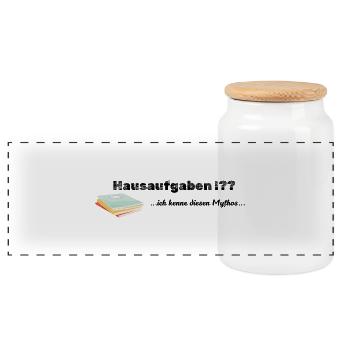 LIEBEVOLL Hausaufgaben-Mythos - Panorama Keksdose mit Holzdeckel - Weiß - Vorne