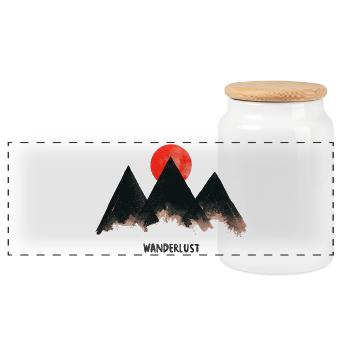 Urban Mountain - Nature Vibes by Free Art - Panoramic Cookie Jar with Wooden Lid - white - Front
