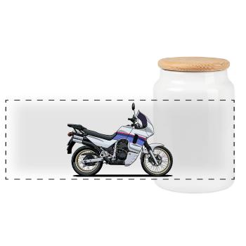 Adventure bike - Panoramic Cookie Jar with Wooden Lid - white - Front