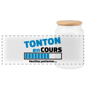 tonton en cours - Boîte à biscuits avec couvercle en bois - blanc - Devant