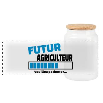 futur agriculteur - Boîte à biscuits avec couvercle en bois - blanc - Devant