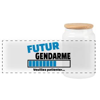 futur gendarme - Boîte à biscuits avec couvercle en bois - blanc - Devant