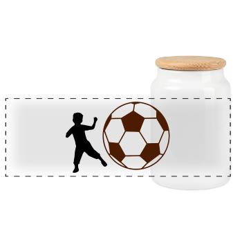 Kid Football - Panoramic Cookie Jar with Wooden Lid - white - Front