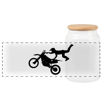 motocycliste - Boîte à biscuits avec couvercle en bois - blanc - Devant