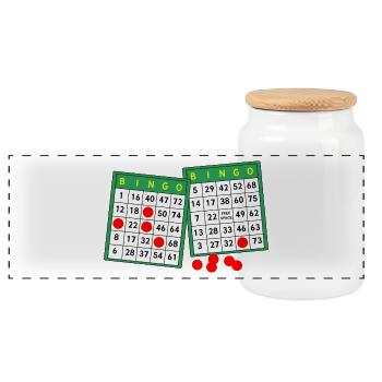 Bingo - Panorama Keksdose mit Holzdeckel - Weiß - Vorne