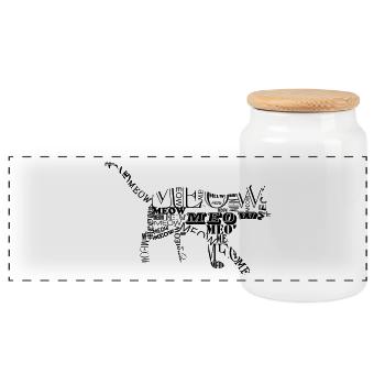 Katze 6 - Panorama Keksdose mit Holzdeckel - Weiß - Vorne