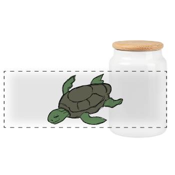 Tortoise - Panoramic Cookie Jar with Wooden Lid - white - Front