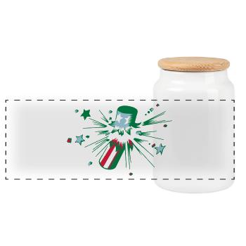 Explosion Knaller Idee Geschenk Feuerwerk Party - Panorama Keksdose mit Holzdeckel - Weiß - Vorne
