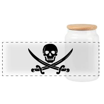 Skull - Panoramic Cookie Jar with Wooden Lid - white - Front
