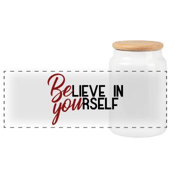 Be you - Panoramic Cookie Jar with Wooden Lid - white - Front