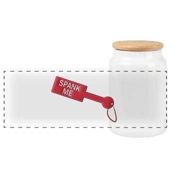 Spank Me Paddle - Panorama Keksdose mit Holzdeckel - Weiß - Vorne