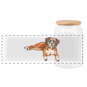 Deutscher Boxer - Panorama Keksdose mit Holzdeckel - Weiß - Vorne