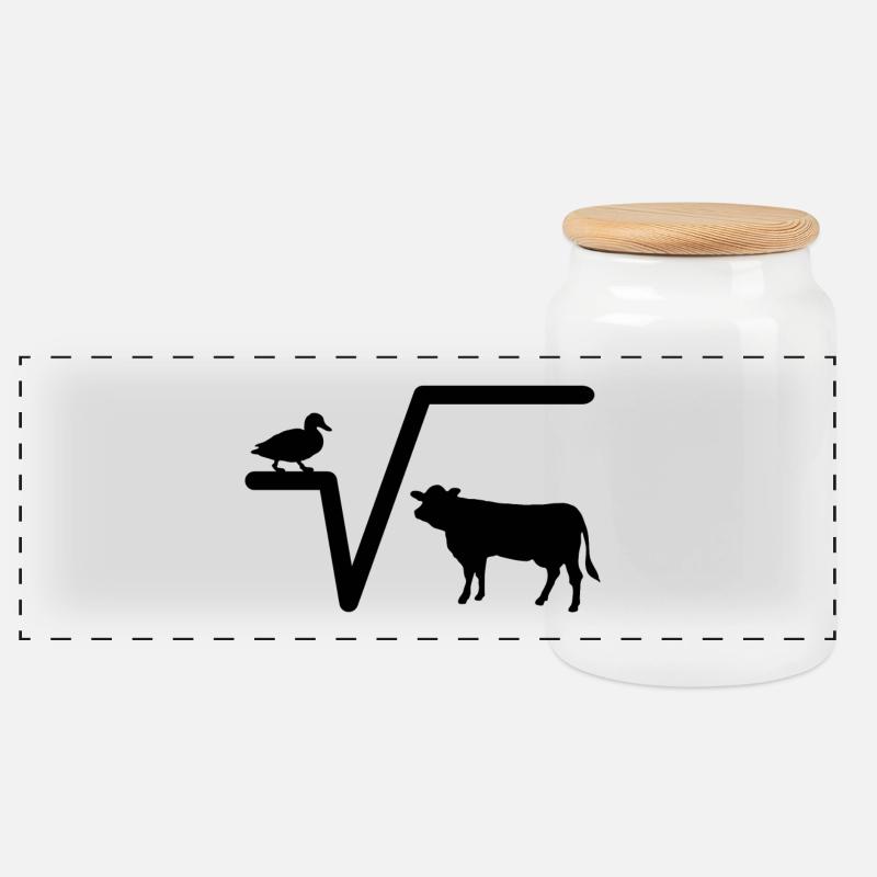 Duck root from cow Nth Q math math teacher - Panoramic Cookie Jar with Wooden Lid - white