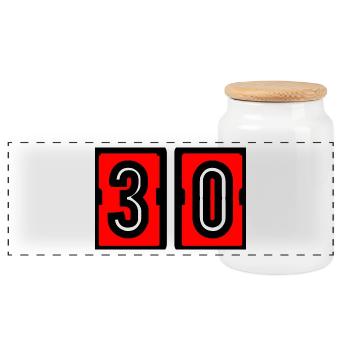 30 ANS. 30e ANNIVERSAIRE. ANNIVERSAIRE 30 ANS. 30 - Boîte à biscuits avec couvercle en bois - blanc - Devant