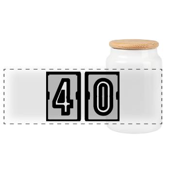 40. 40. GEBURTSTAG. GEBURTSTAG 40 JAHRE. 40 - Panorama Keksdose mit Holzdeckel - Weiß - Vorne