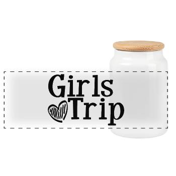 Girl’s Trip Women Squad Mignonne Fête du week-end de la fille - Boîte à biscuits avec couvercle en bois - blanc - Devant