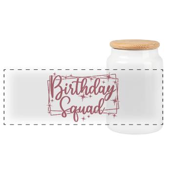 Birthday Squad Matching Gruppe Geburtstagsfeier Geschenk - Panorama Keksdose mit Holzdeckel - Weiß - Vorne