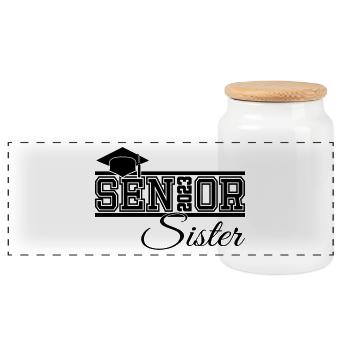 Senior 2023 Schwester Stolze Schwester von Graduate - Panorama Keksdose mit Holzdeckel - Weiß - Vorne