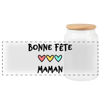 BONNE FÊTE MAMAN. MAMAN. FÊTE DES MÈRES. FÊTE - Boîte à biscuits avec couvercle en bois - blanc - Devant