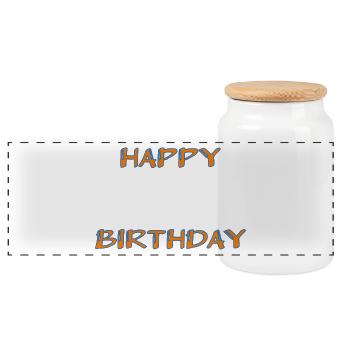 JOYEUX ANNIVERSAIRE. HAPPY BIRTHDAY. ANNIVERSAIRE. - Boîte à biscuits avec couvercle en bois - blanc - Devant