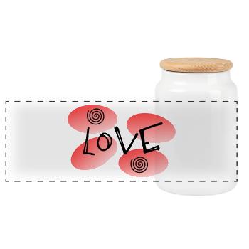 SAINT VALENTINE. bachelorette party. I LOVE YOU. I LOVE YOU. LOVE - Panoramic Cookie Jar with Wooden Lid - white - Front