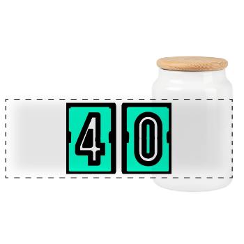 40. 40 YEARS. 40th ANNIVERSARY. BIRTHDAY 40 YEARS. - Panoramic Cookie Jar with Wooden Lid - white - Front