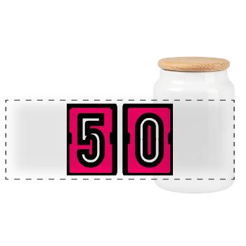 50. 50 ANS. 50e ANNIVERSAIRE. ANNIVERSAIRE 50 ANS. - Boîte à biscuits avec couvercle en bois - blanc - Devant