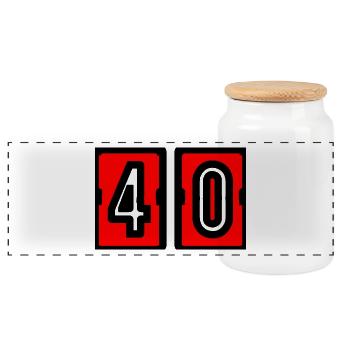 40. 40 YEARS. 40th ANNIVERSARY. BIRTHDAY 40 YEARS. - Panoramic Cookie Jar with Wooden Lid - white - Front