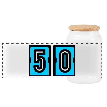 50. 50 YEARS. 50th ANNIVERSARY. BIRTHDAY 50 YEARS. - Panoramic Cookie Jar with Wooden Lid - white - Front
