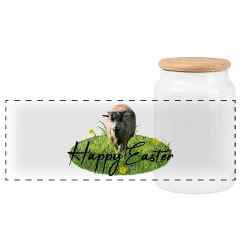Pâques Joyeuses Pâques - Boîte à biscuits avec couvercle en bois - blanc - Devant