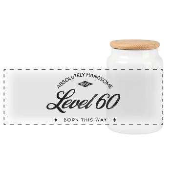 Vintage Born This Way – Absolutely Handsome 60 - Panorama Keksdose mit Holzdeckel - Weiß - Vorne