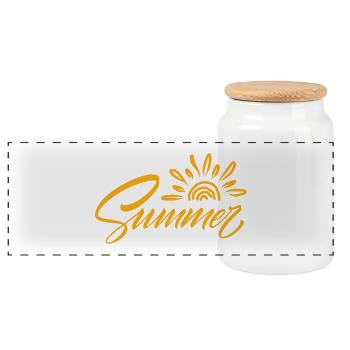Sommer Sonnenschein Summer  - Panorama Keksdose mit Holzdeckel - Weiß - Vorne
