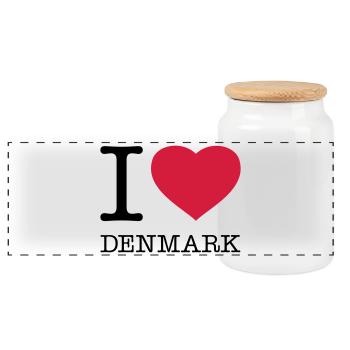 I LOVE DENMARK Dänemark - Panoramic Cookie Jar with Wooden Lid - white - Front