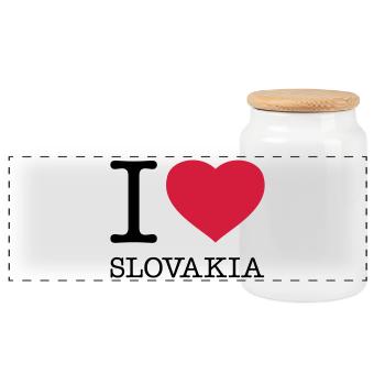 I LOVE SLOVAKIA Slowakei - Panorama Keksdose mit Holzdeckel - Weiß - Vorne
