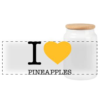 I LOVE PINEAPPLES Pineapple - Panoramic Cookie Jar with Wooden Lid - white - Front