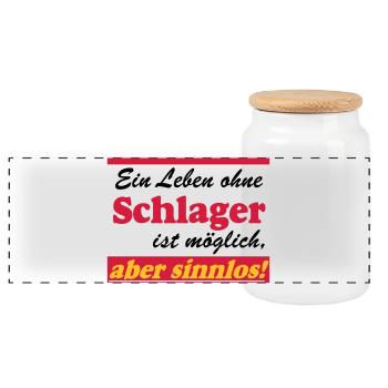 Schlager Party , Schlager Musik , aber sinnlos - Panorama Keksdose mit Holzdeckel - Weiß - Vorne