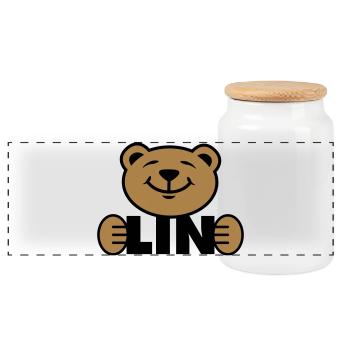 Berlin | Bär | Bearlin | Bear - Boîte à biscuits avec couvercle en bois - blanc - Devant