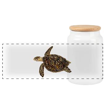 Hawksbill turtle - Hawksbill turtle Tortue imbriquee - Panoramic Cookie Jar with Wooden Lid - white - Front
