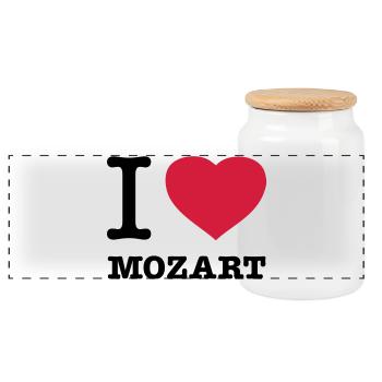 I LOVE MOZART - Panorama Keksdose mit Holzdeckel - Weiß - Vorne