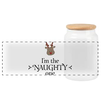 Christmas - Panoramic Cookie Jar with Wooden Lid - white - Front