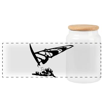 windsurfing - Panoramic Cookie Jar with Wooden Lid - white - Front