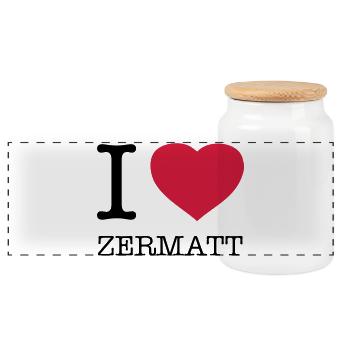 I LOVE ZERMATT - Panoramic Cookie Jar with Wooden Lid - white - Front