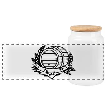 Un tonneau de bière - Boîte à biscuits avec couvercle en bois - blanc - Devant