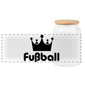 Fußball fussball football - Panorama Keksdose mit Holzdeckel - Weiß - Vorne