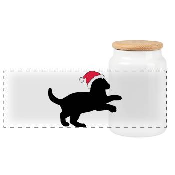 Chaton dans un chapeau de Noël. - Boîte à biscuits avec couvercle en bois - blanc - Devant
