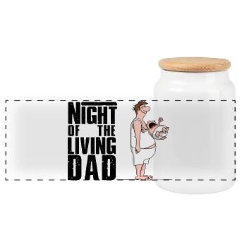Papa de l'année: La nuit du vivant DAD - Boîte à biscuits avec couvercle en bois - blanc - Devant